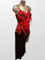 Valeria, robe de danse latine style longue avec des plumes de coqs rouges, taille S/M en stock