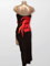 Valeria, robe de danse latine style longue avec des plumes de coqs rouges, taille S/M en stock