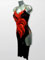 Valeria, robe de danse latine style longue avec des plumes de coqs rouges, taille S/M en stock