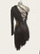 Viviana, robe latine lopard noir avec franges
