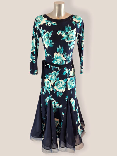 RU030 Dark royal blue floral practice dress