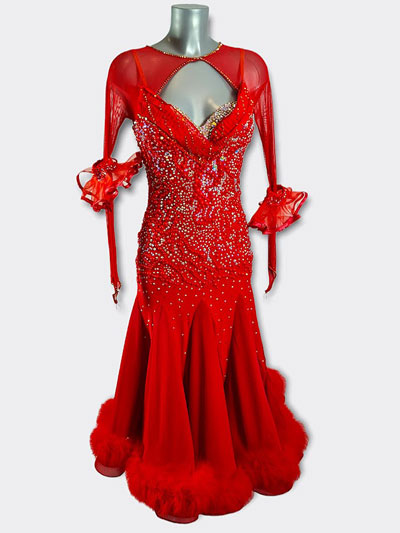 Elyna red ballroom dance dress, in stock size 38/40/42