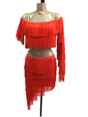 Guilia long fringe 2 pieces latin dance dress