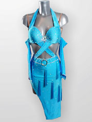 Acela-blue bra cup style fringe dress