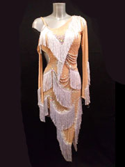 Emira, nude style fully stones silver fringe latin dance dress, size in stock S/M/L