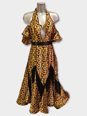 Tiera, original full satin leopard ballroom dance dress, size S/M