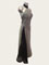 Imogene silver pleated evening dress