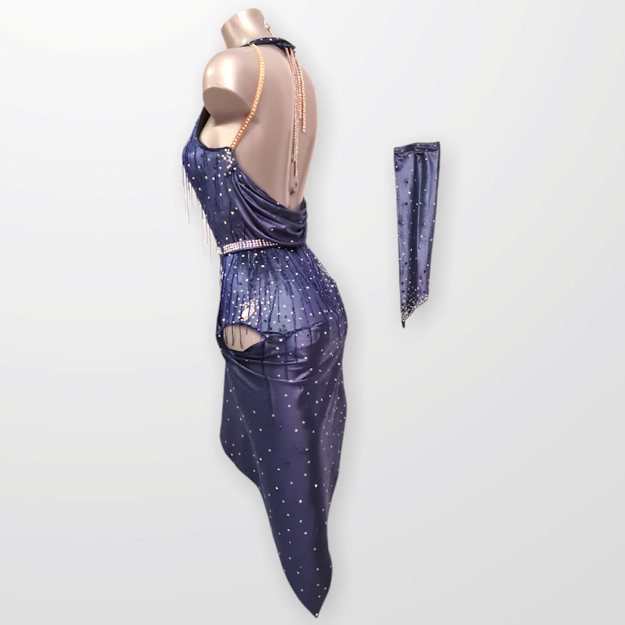Robe De Danse Latine Femme Asymétrique Avec Strass - Tenue Salsa, Rumba, Patinage - Polyester/élasthanne