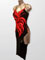 Valeria, robe de danse latine style longue avec des plumes de coqs rouges, taille S/M en stock