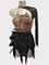 Fauve, the wild style latin dance dress with black feather