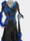 Candice, black and royal blue luxury ostrich ballroom dance dress size S/M