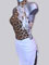 Kalista, leopard & pleated white skirt latin dress 
