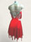 Ivy shining stones red latin fringe dress