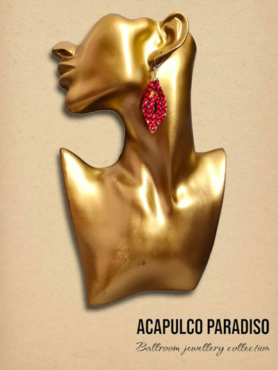 Boucles d'oreilles de danse faites  la main-Rouge