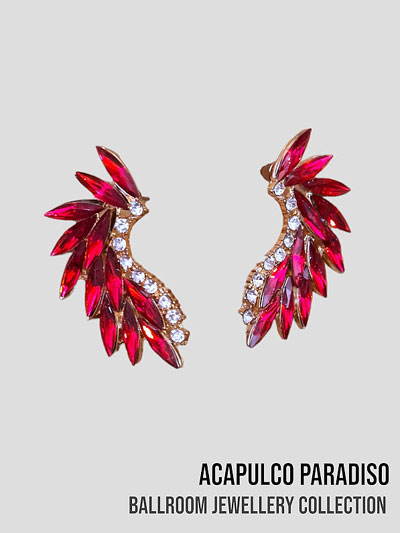 AC0513 boucles d'oreilles  grosses pierres rouge et blanc