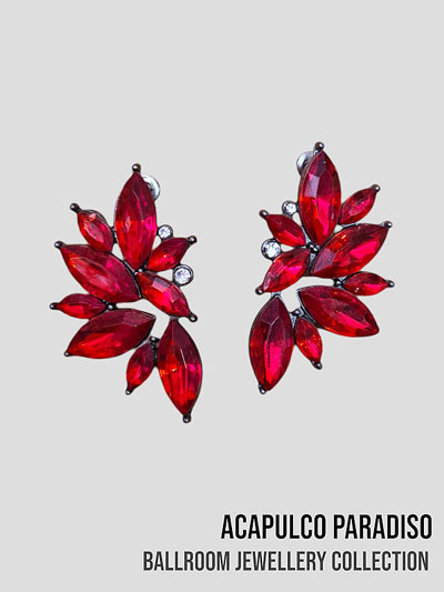 AC0514 boucles d'oreilles  grosses pierres rouge