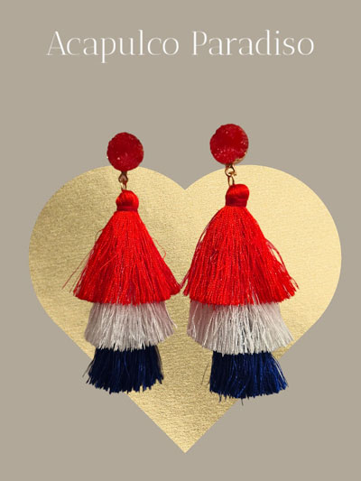 AC0531 boucles d'oreilles  franges de couleur de drapeau franais