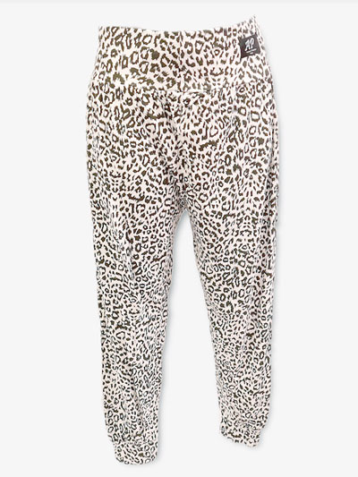 Women's loose-fitting black/white leopard print Latin dance trousers