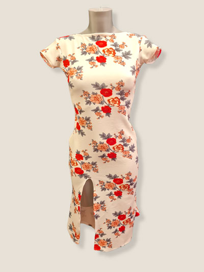 Silvie- Romantic flower prints Tango latin dance dress