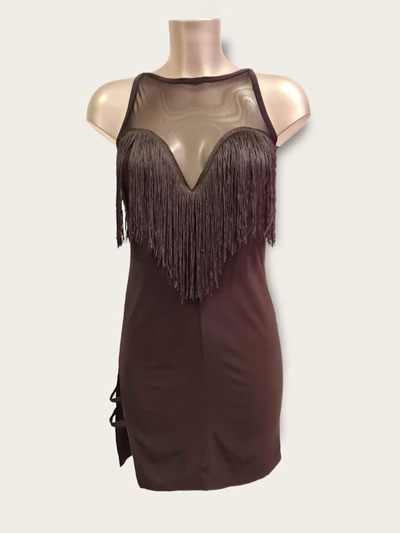 Amia- Robe de danse latine  franges sans manche
