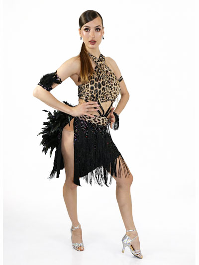 Viviane leopard latin dance dress