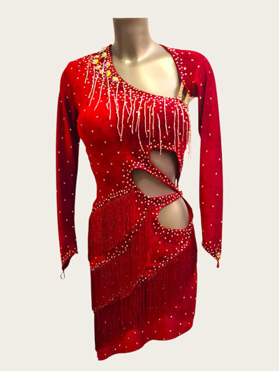 Monique robe de danse latine bordeaux