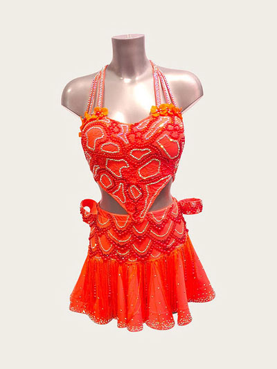 Yuna robe de danse latine orange