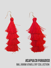 AC0466 Red extra large fringe earrings