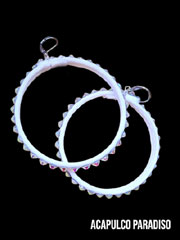 Big white ring earrings