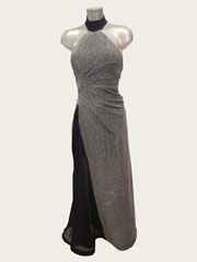 Imogene silver pleated evening dress