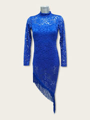 Octavia, beautiful blue lace latin dance dress