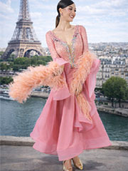 Theodora, romantic french lace ballroom dance dress