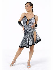 Harper, robe de danse latine l�opard noir et blanc
