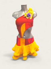 Coralie tropical Sunset One-Shoulder Latin Dance Dress