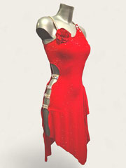 Alicia luxury Red Crystal Latin Dance Dress