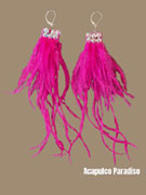 Fuchsia ostrich earrings